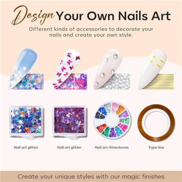 133pcs Poly Nail Gel Kit, 32 Colors Earthy Tones Complete Extension Gel Nail Kit - Picture 6 of 7